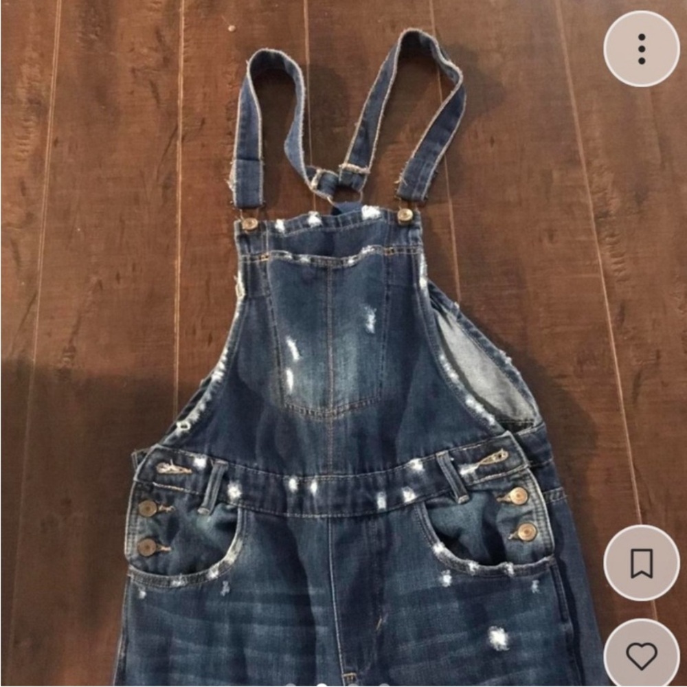 Zara denim distressed overalls